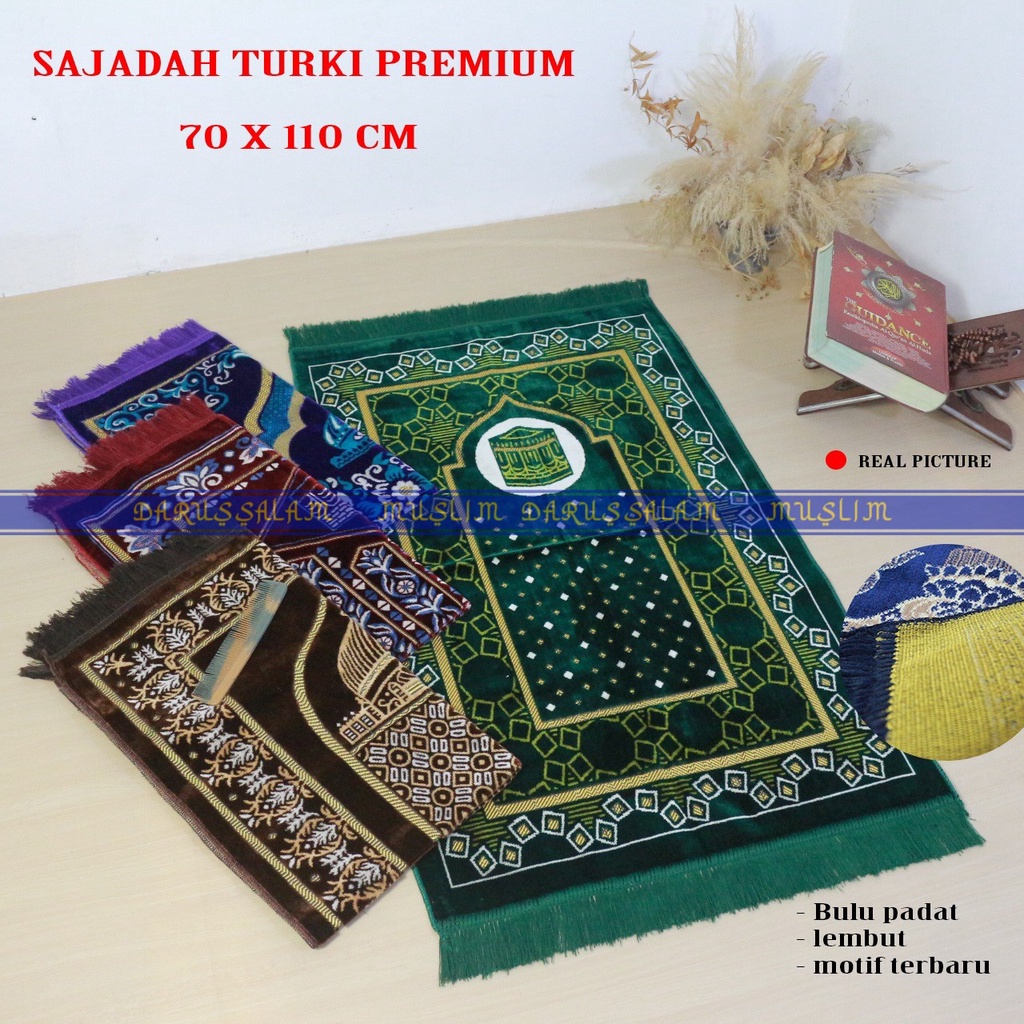 Jual Sajadah Turkey Turki Ukuran Dewasa 70x110 Cm Bahan Beludru ...