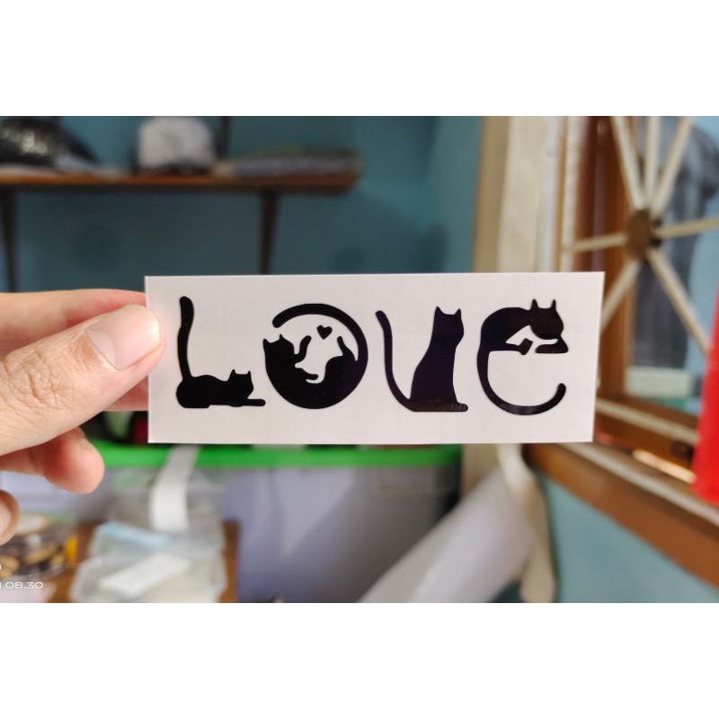 Jual Stiker Love Kucing Custom Cutting Stiker Murah Shopee Indonesia