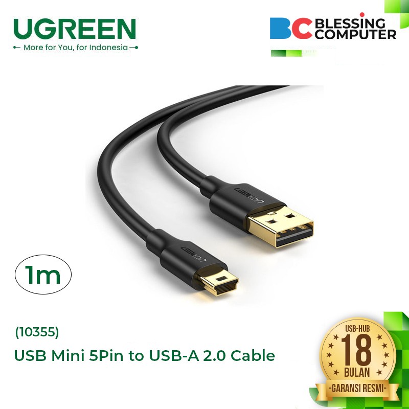 Jual UGREEN 10355 USB Mini 5Pin To USB A 2.0 Male Cable 1m | Shopee ...