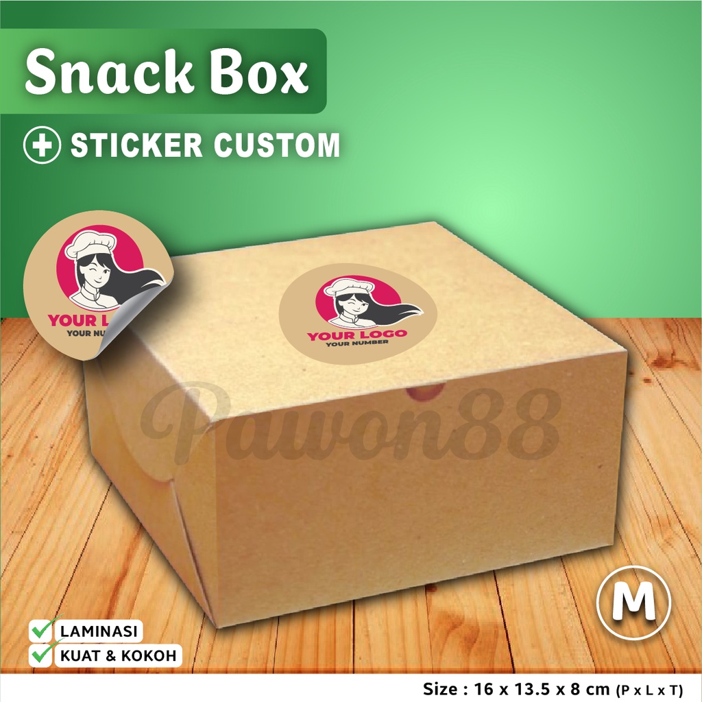 Jual Paket Combo Box Kotak Dus SNACK BOX + Stiker Logo Custom (50 Set ...