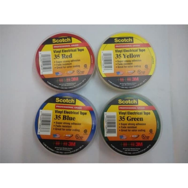 Jual Isolasi 3M Scotch 35 Vinyl Electrical Tape Merah Kuning Hijau Biru