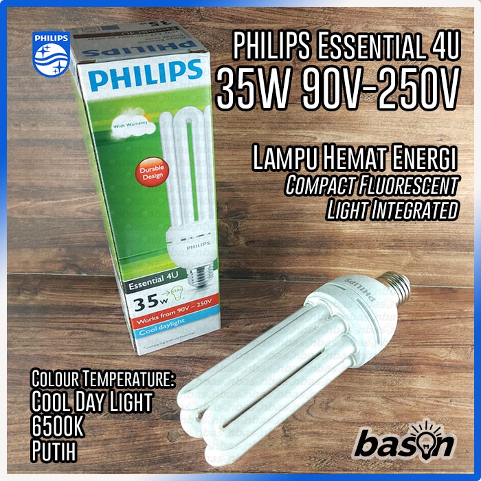 Jual PHILIPS ESSENTIAL 4U 35W E27 - 6500K / Putih - Lampu Hemat Energi ...
