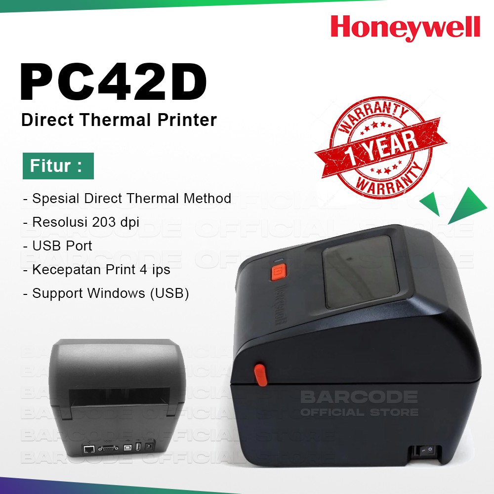 Jual BARCODE PRINTER HONEYWELL PC42D KHUSUS LABEL THERMAL TERMAL (PORT