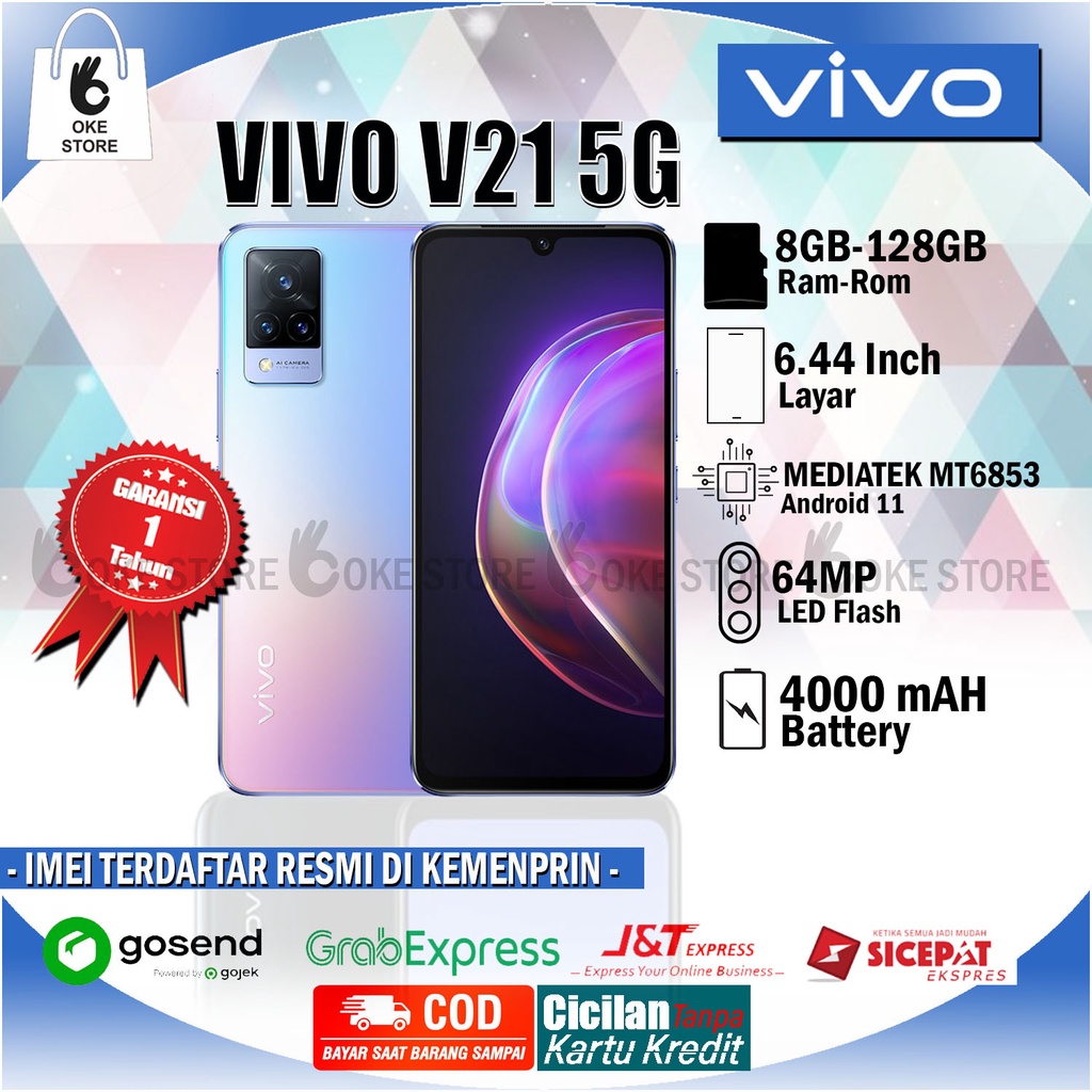 Jual Vivo V21 5g Ram 8 128gb Nfc 44mp Ois Super Night Selfie Camera