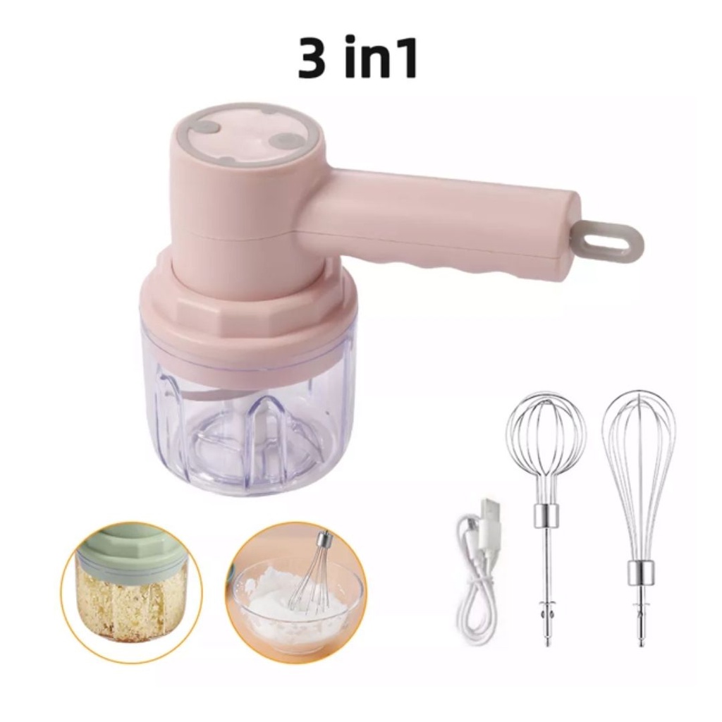 in Multifunctional Egg Beater USB Rechargeable • Electric  Whisker-Chopper-Mixer/Blender Serbaguna