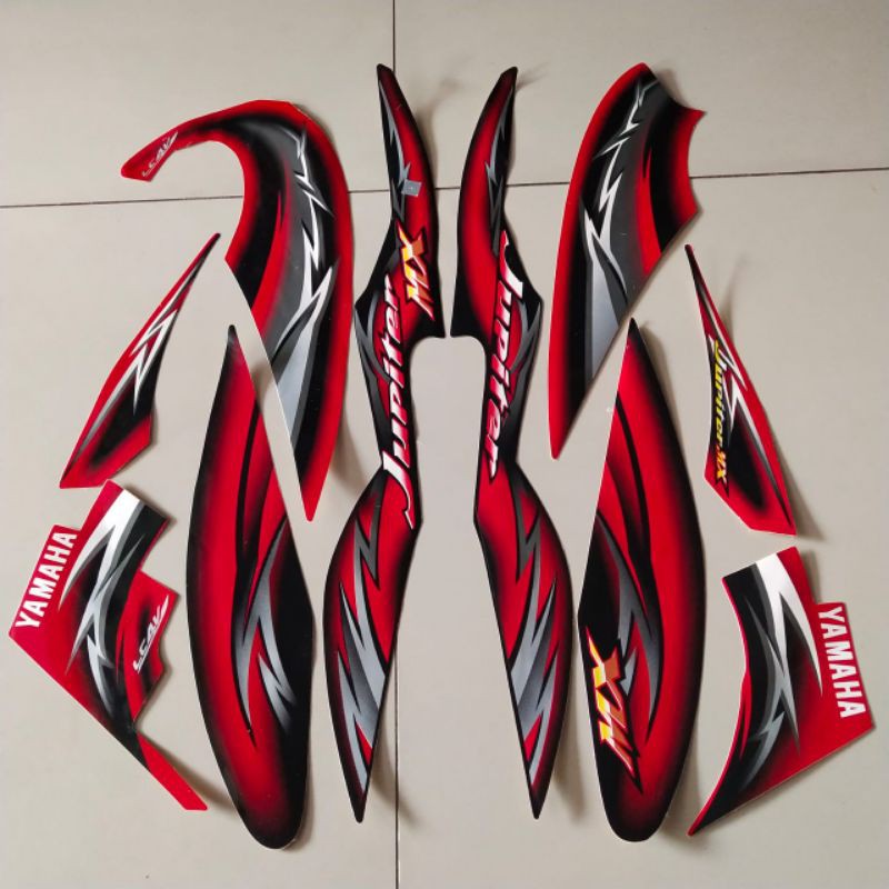 Jual stiker striping motor yamaha Jupiter mx old 135 2006 hitam merah