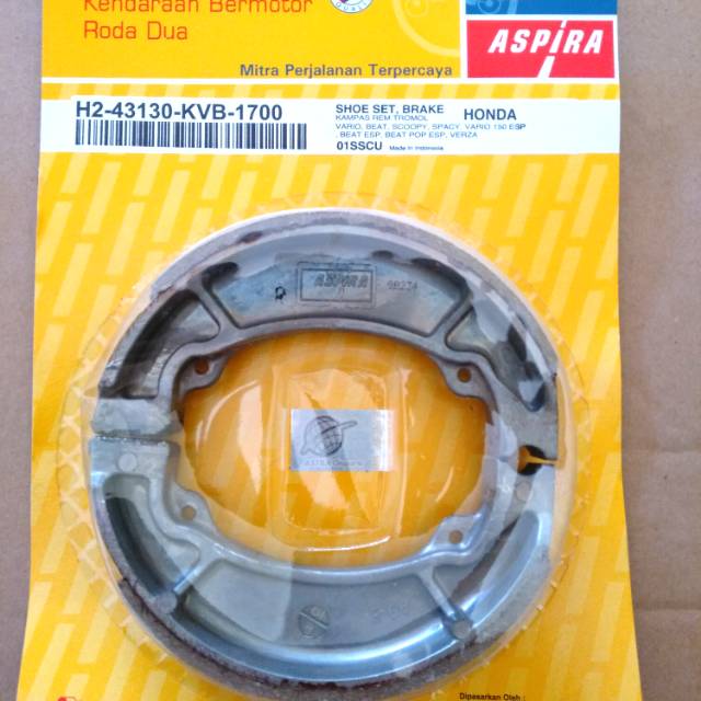 Jual Kampas Rem Belakang Aspira Original For All Matic Honda Beat Vario Scoopy Spacy