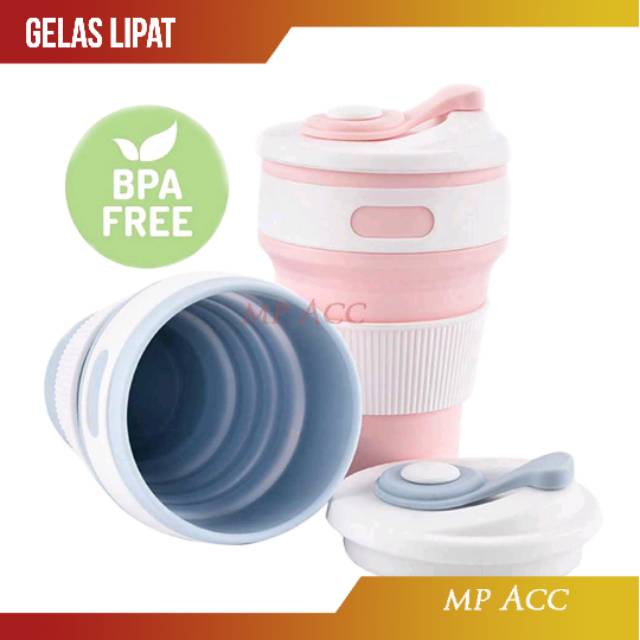 Jual Collapsible Gelas Mug Cangkir Kopi Coffee Teh Jus Juice Lipat Silikon Foldable Travel 5553