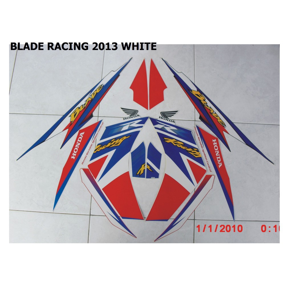 Jual Sticker striping Lis Motor Honda Blade Racing 2013 Putih Original ...