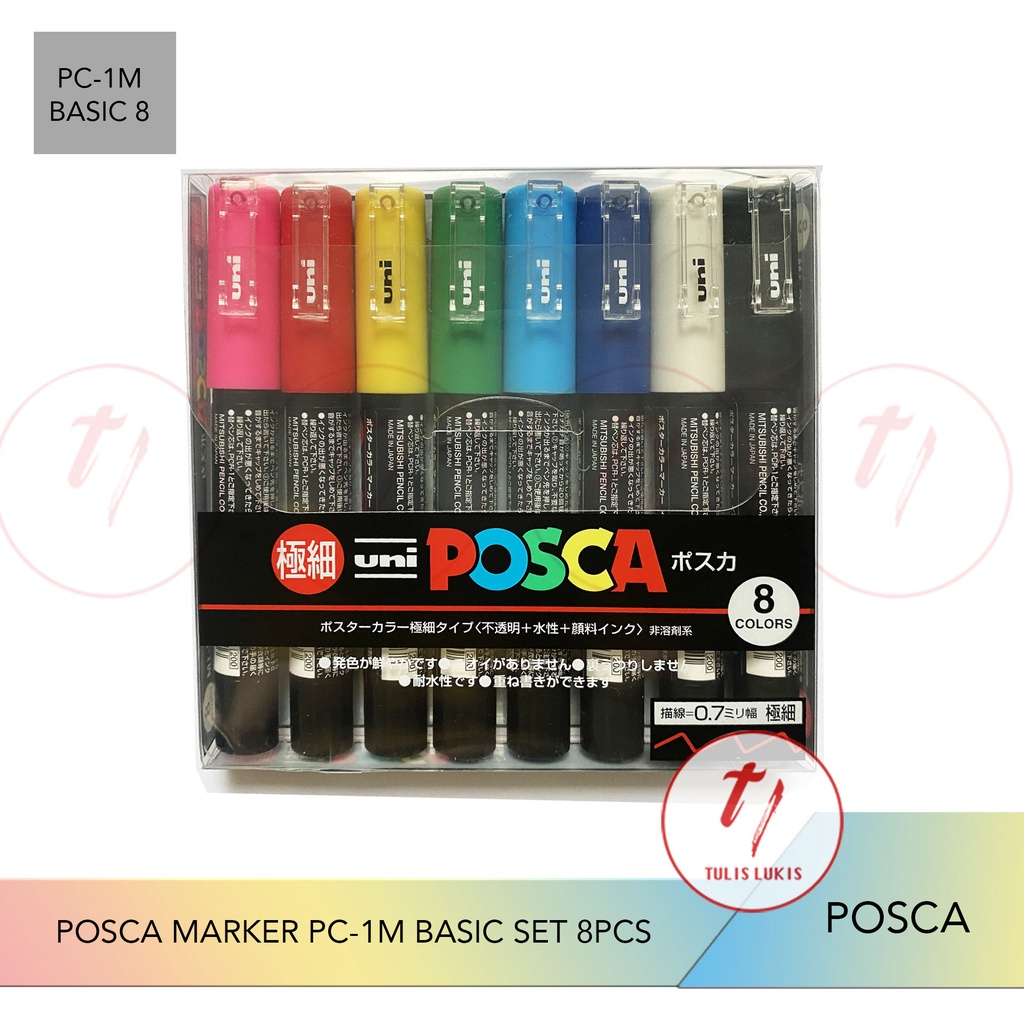 Jual Spidol Uni Posca Marker PC-1m Basic 8 Set | Shopee Indonesia