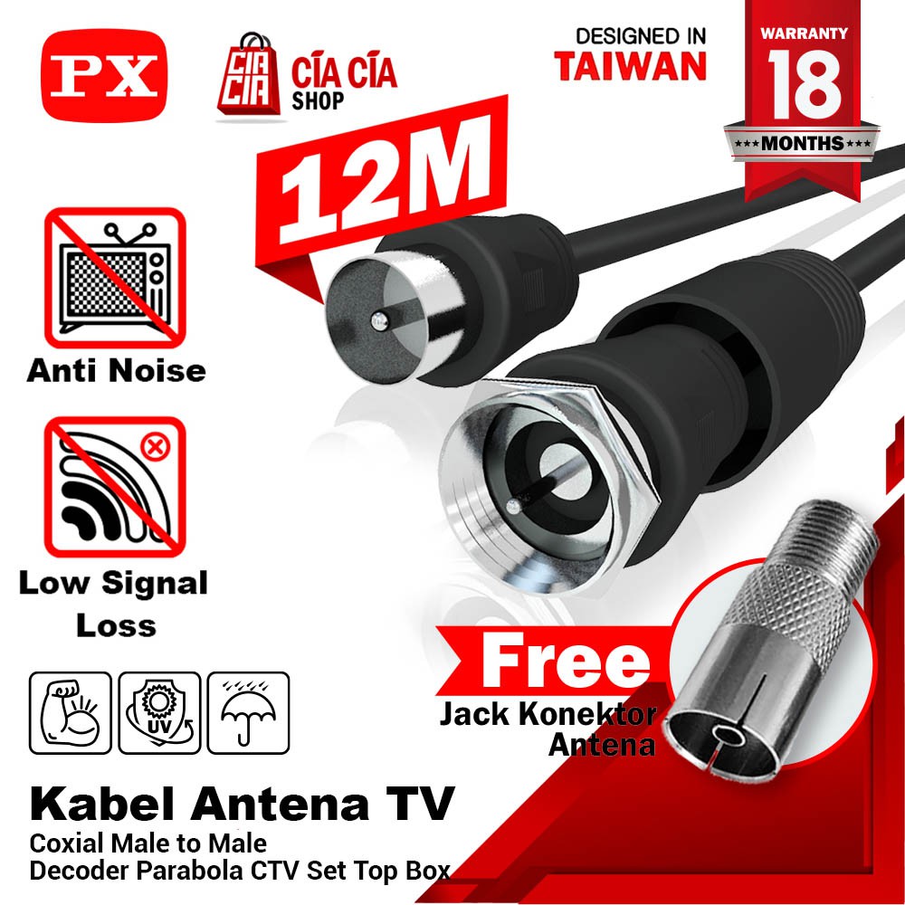 Jual PX Kabel Antena TV Parabola CCTV Decoder STB Coaxial Cable Male to ...