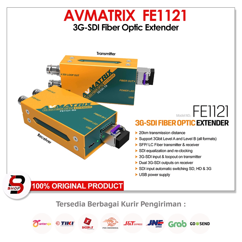 Jual AVMATRIX FE1121 3G-SDI Fiber Optic Extender Transmitter & Receiver ...