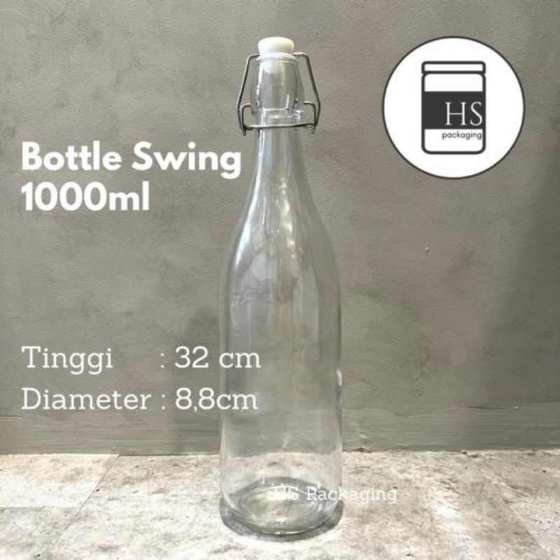 Jual HS PACKAGING - Botol Kaca 1000ml 500ml Tutup Swing | Shopee Indonesia