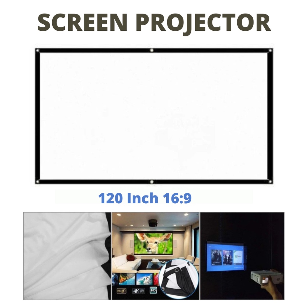 Jual LAYAR PROYEKTOR LIPAT 120 INCH 16:9 SIMPLE PROJECTION SCREEN ...