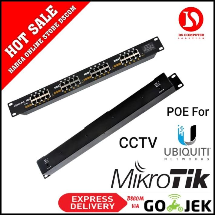 Jual Poe Gigabit Injector 16 Port Rackmount Support Ubiquiti Mikrotik ...