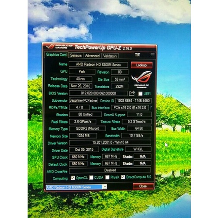 VGA Amd Radeon HD 6300M Series 1 GB 64 bit DDR3 Mode Silent Original Murah dan Bergaransi