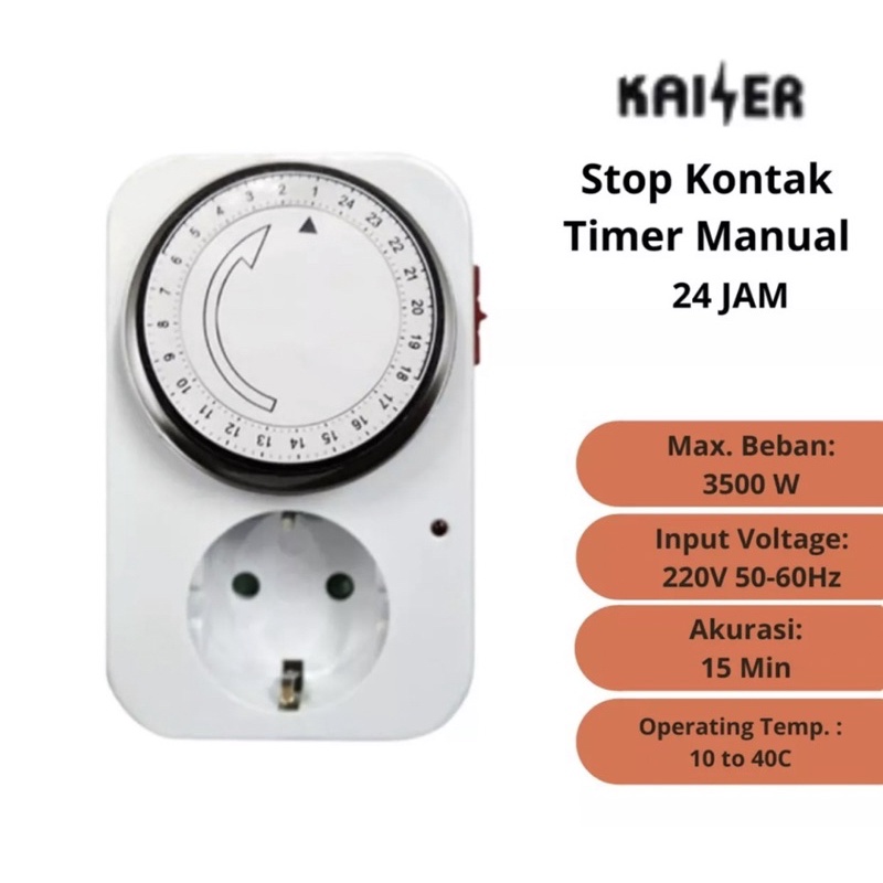 Jual stop kontak timer analog kaiser 24 jam | Shopee Indonesia