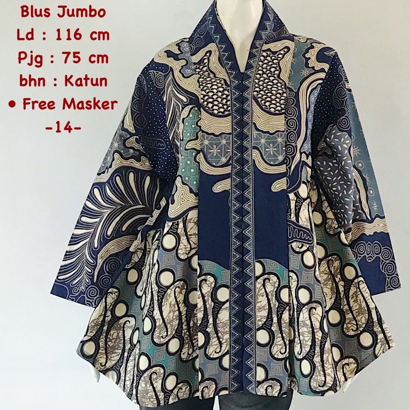 Jual Blus Jumbo 6 Atasan Batik Wanita Blus Batik Blouse Batik Warna