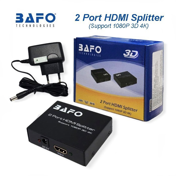 Jual Hdtv splitter bafo 2 port 4k 2k Hdr for pc laptop ps blu-ray a5 ...