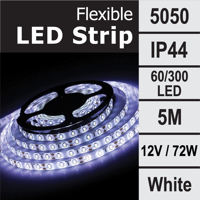 Jual LED Strip Fleksibel 5050 12V IP44 Outdoor Waterproof Putih White ...