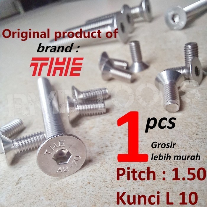 Jual M10x50 Baut JF Kunci L Stainless SS 304 A2-70 Verseng Countersunk ...