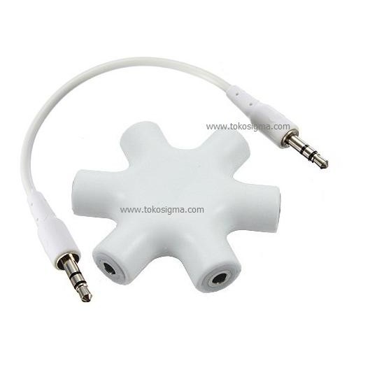 Jual SIX WAY HUB SPLITTER AUDIO 3.5mm STEREO PEMBAGI 6 LUBANG AUDIO AUX ...
