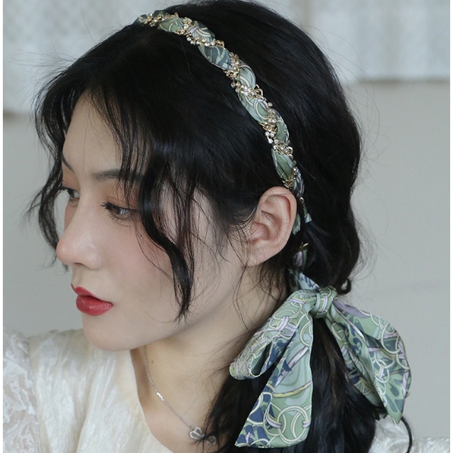Jual Korean Headband Bando Bandana Korea Wanita Ikat Kepang Mutiara