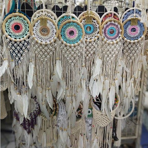 Jual Dream catcher macrame hias bulu bali uk 16cm Shopee Indonesia