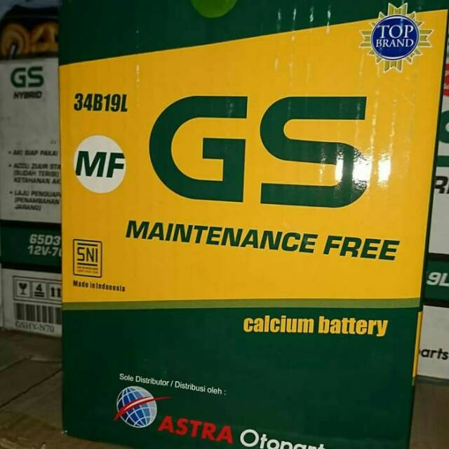 Jual GS MF 34B19L 34Ah tipe aki mobil ori bawaan baru mobil brio brv