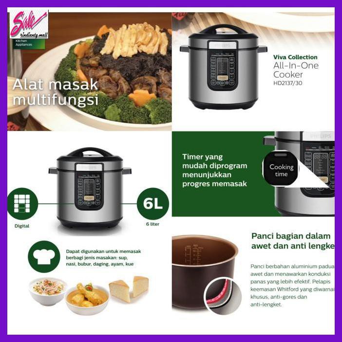 Jual Topres Philips All In One Electric PressureSlow Cooker 6L Hd2137