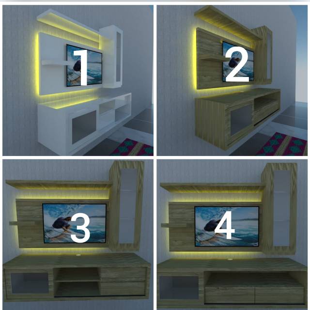 Jual Meja backdrop tv 40 inch hpl gantung | Shopee Indonesia