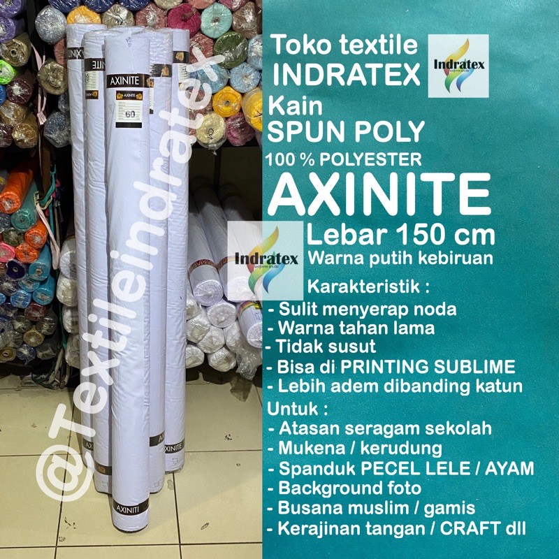 Jual Per Roll Kain Putih Spun Poly Axinite Polyester Tetoron Katun Tc Rollan Lebar