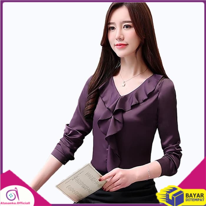 Jual AO Blouse Lengan panjang style korea variasi rampel Model Terbaru