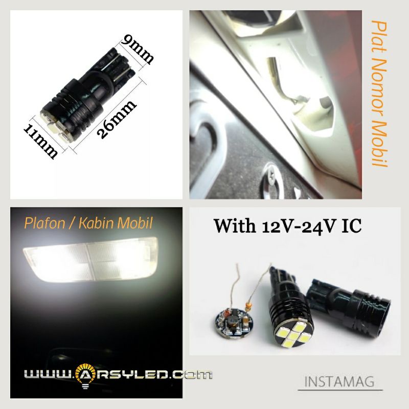 Jual Lampu Senja Plat Nomor Mobil T Led Black Metal Case V V