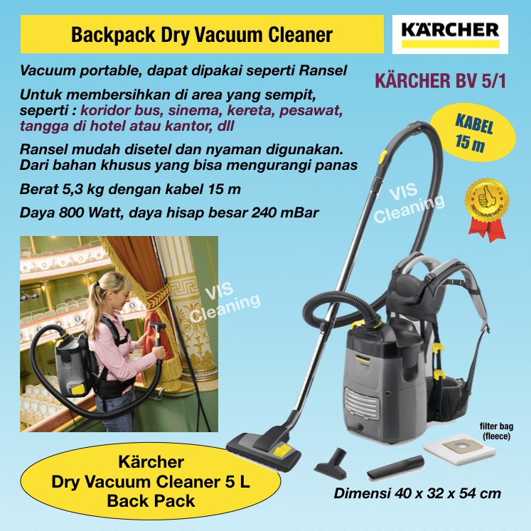 Jual Dry Vacuum Cleaner Karcher BV 5/1 (Backpack) Shopee Indonesia