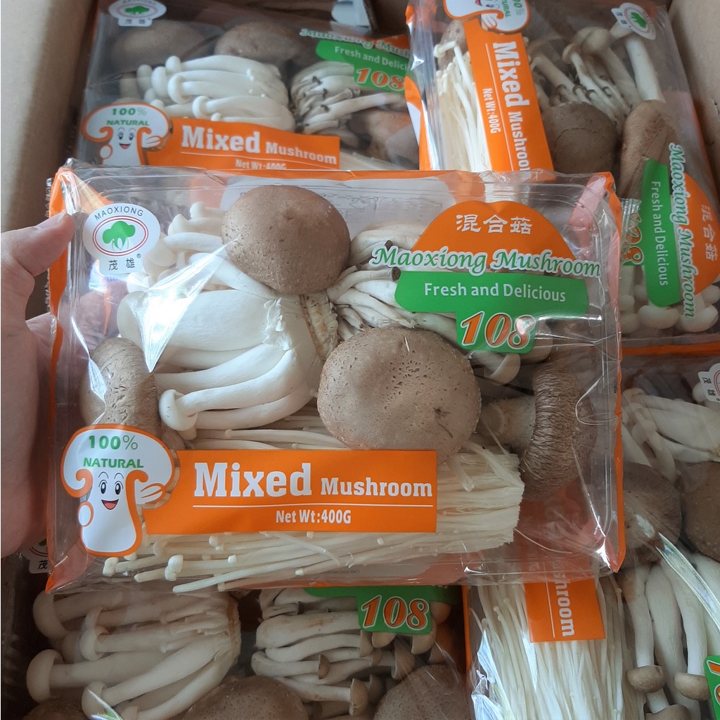 Jual Jamur Set Pack/ Mushroom Oyster Enoki Shitake Shimeji Shopee