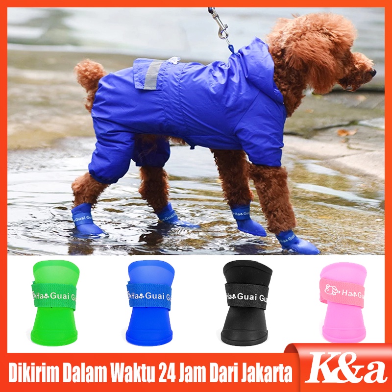 Jual 4 Pcs/Set Sepatu Boots Hujan Tahan Air Anti Slip Untuk Anjing Dan ...