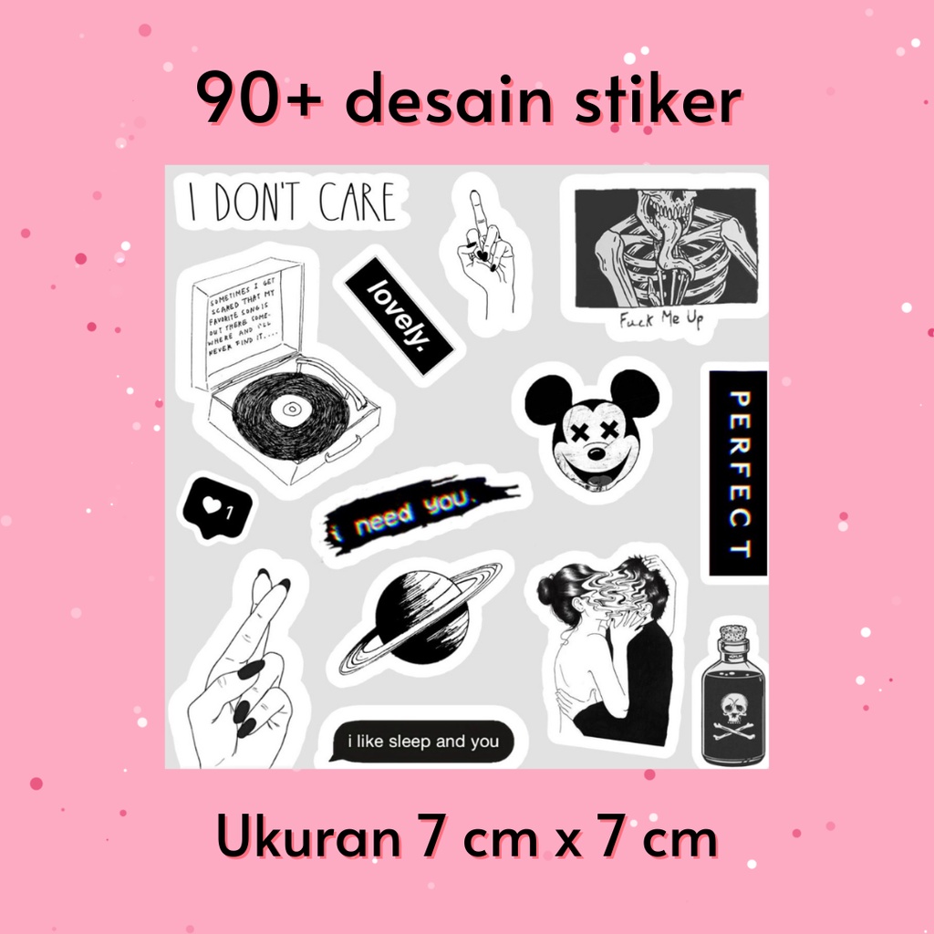 Jual Sticker Aesthetic Black Edition Stiker Estetik 7x7 Cm Stiker