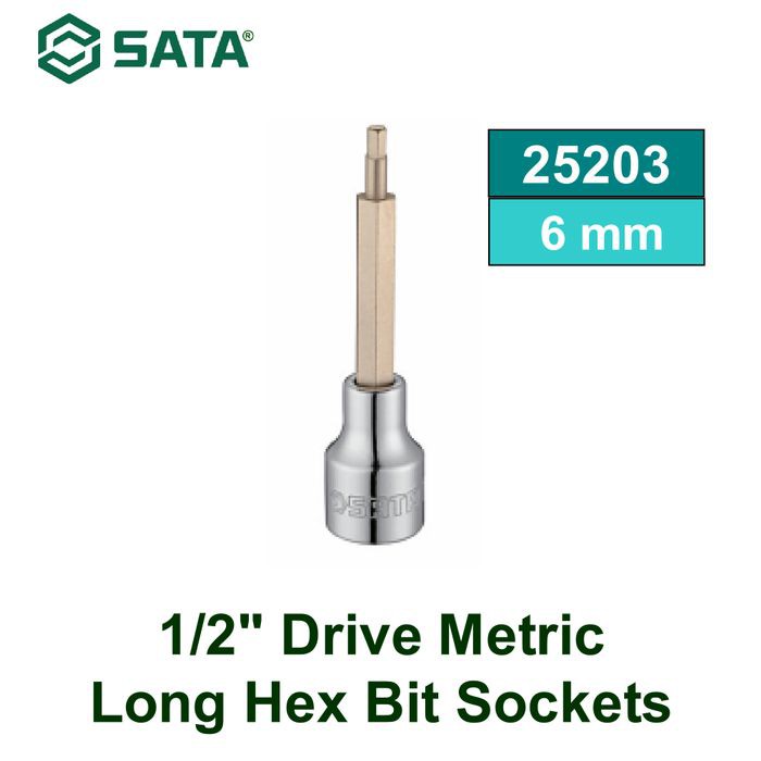 Jual SATA 25203 Mata Sok Bit Hex 1/2 Inch Dr. 6 mm Panjang 100 mm Bit ...