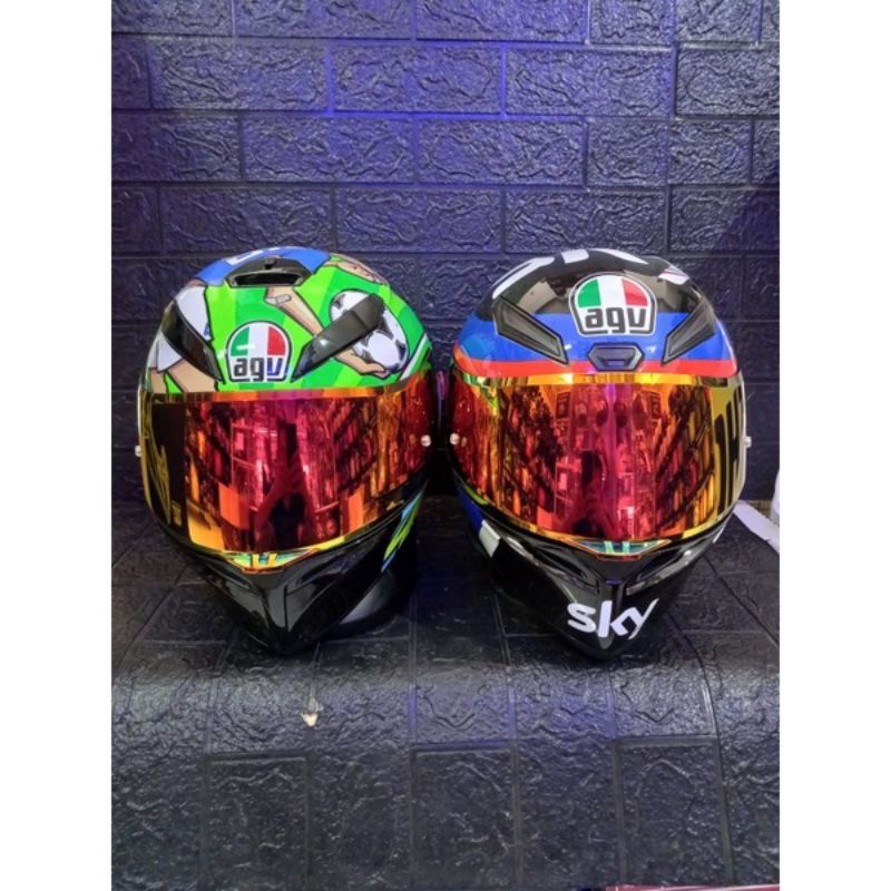 VISOR HELM AGV K1 AGV K3 IRIDIUM RED GOLD AFTERMARKET KWALITAS SUPER
