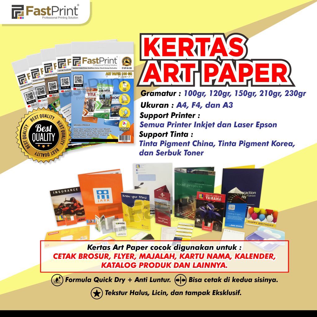 Jual Fast Print Kertas Art Paper Brosur Glossy A3 100 Gram Shopee