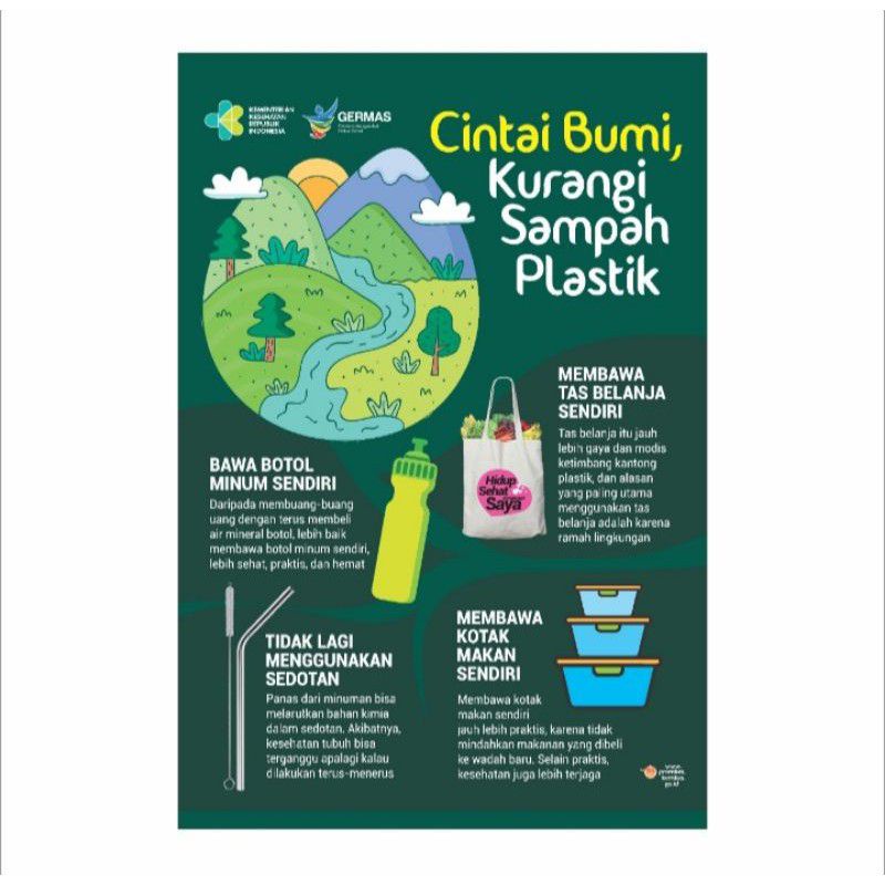 Jual Poster Cintai Bumi , Kurangi Sampah Plastik | Shopee Indonesia