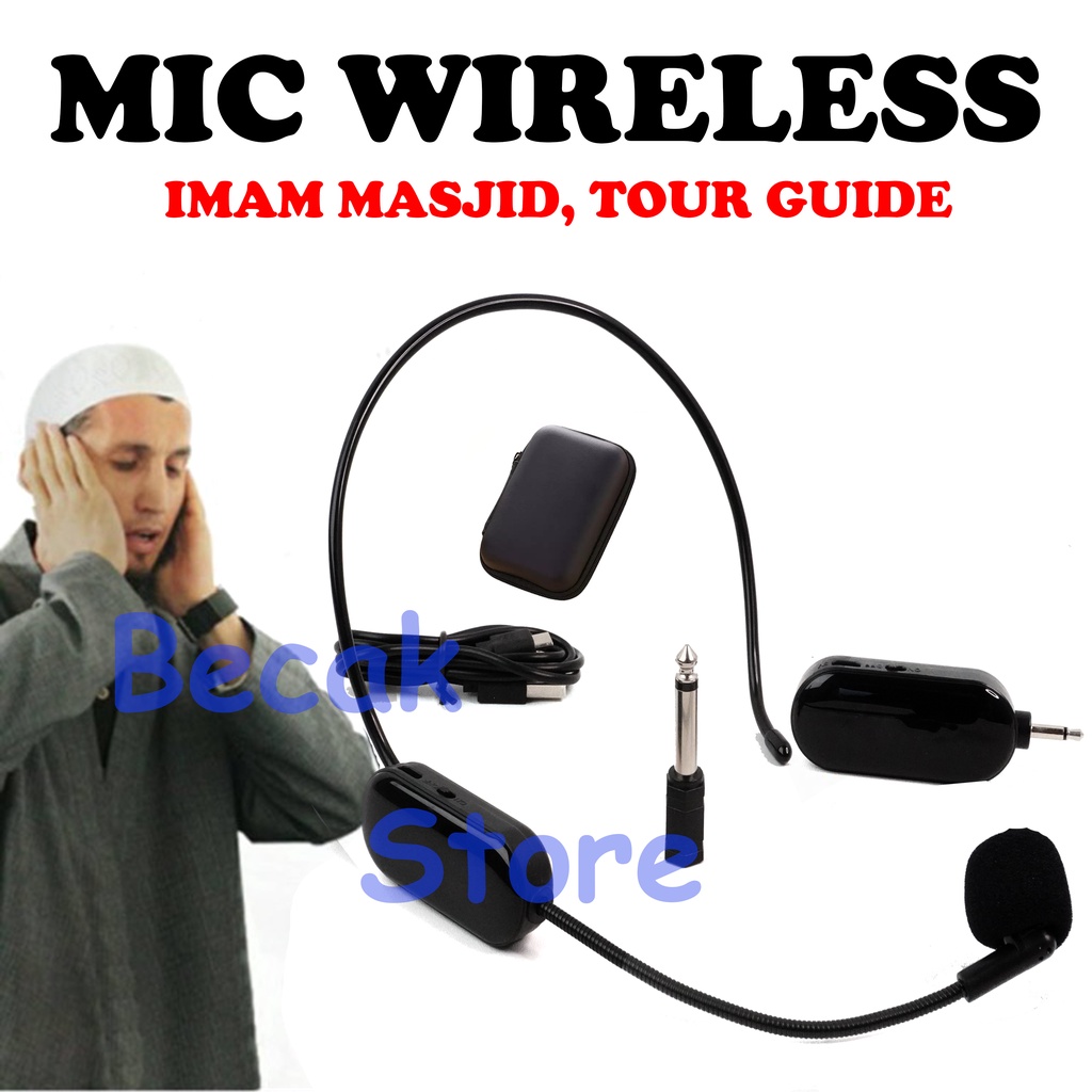 Mikrofon Mic Clip On Wireless 2.4G Presentasi Tur Imam Masjid Musholla