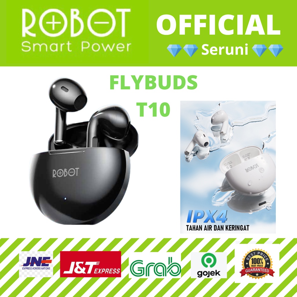 Jual Seruni Robot Flybuds T10 Tws Earbuds Semi In Ear Earphone Shopee Indonesia