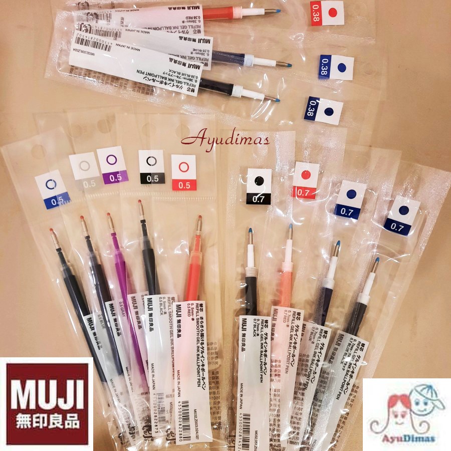 Jual Muji REFILL 0.38mm Gel Ink Pen Cap / Knock Type isi ballpoint