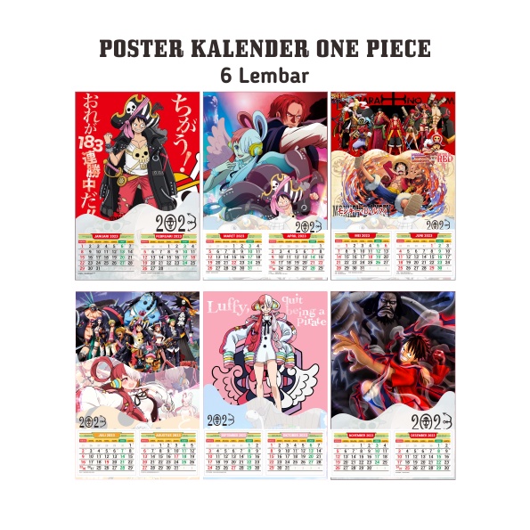 Jual KALENDER ANIME ONE PIECE 6 lembar / kalender poster / kalender