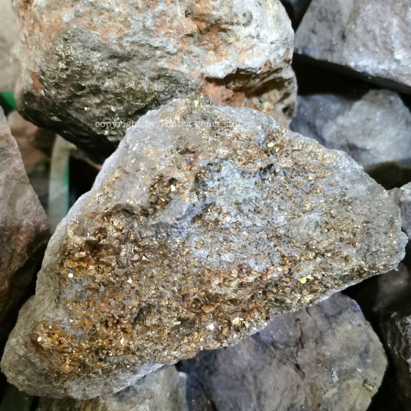 Jual BAHAN BATU NATURAL BADAR EMAS PYRITE GOLD RAINBOW HARGA 2KG ...