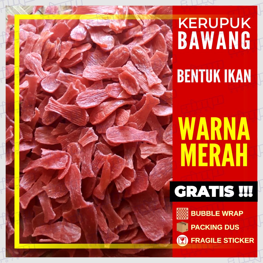 Jual Kerupuk Bawang Bentuk Ikan Warna Merah Mentah Krupuk Bawang Renyah Gurih Oleh Oleh Sidoarjo