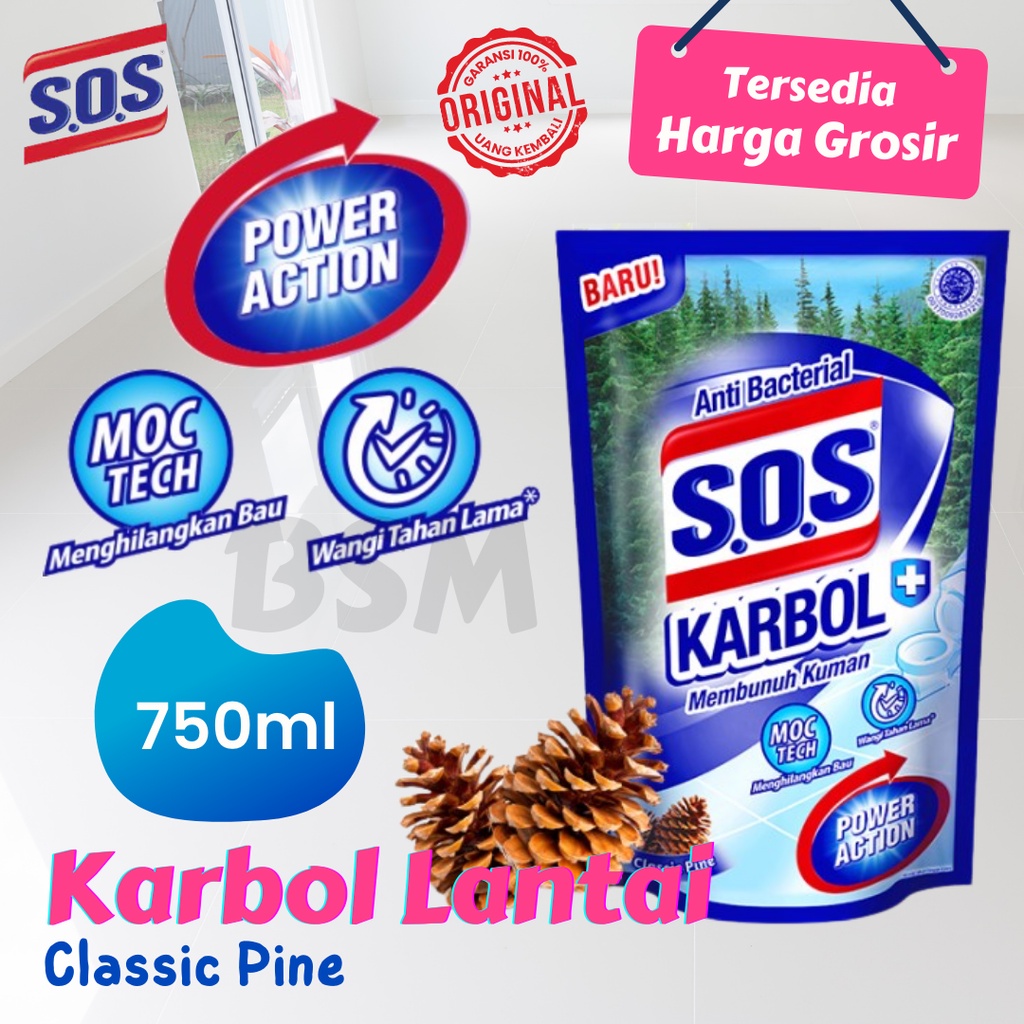 Jual Sos Karbol Pembersih Lantai Classic Pine 750ml Refill Karbol