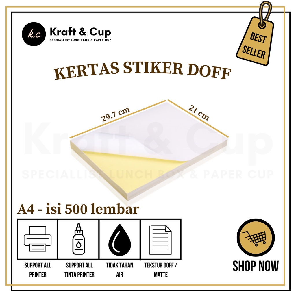 Jual Kertas Stiker A4 Doff isi 500 lembar / Kertas Stiker Label A4 Doff ...